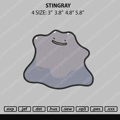 Stingray Embroidery File 4 size