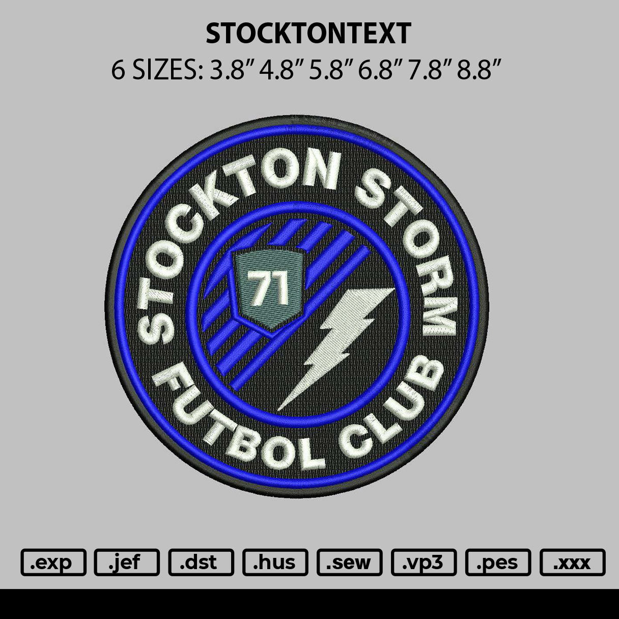 Stocktontext Embroidery File 6 sizes