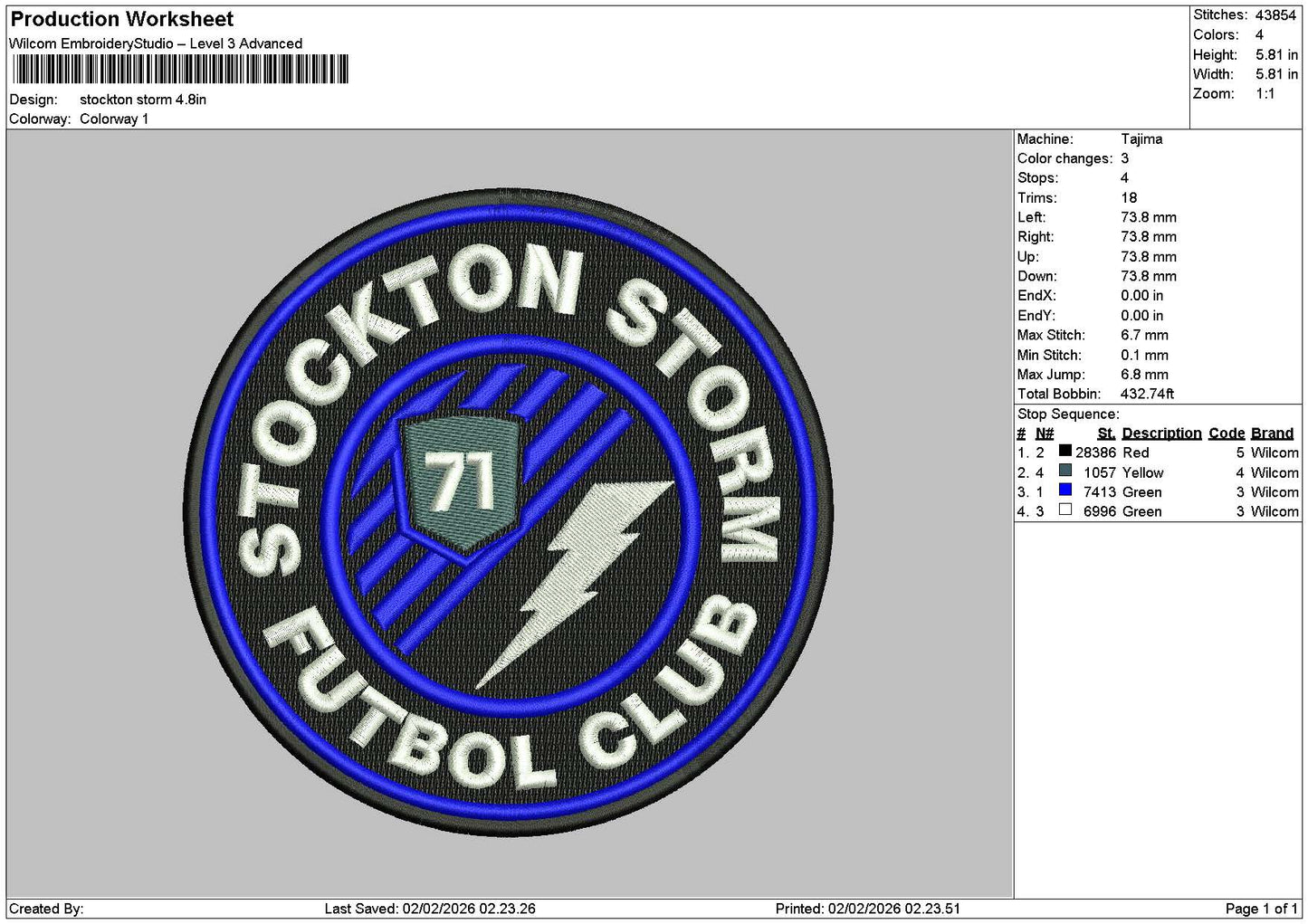 Stocktontext Embroidery File 6 sizes