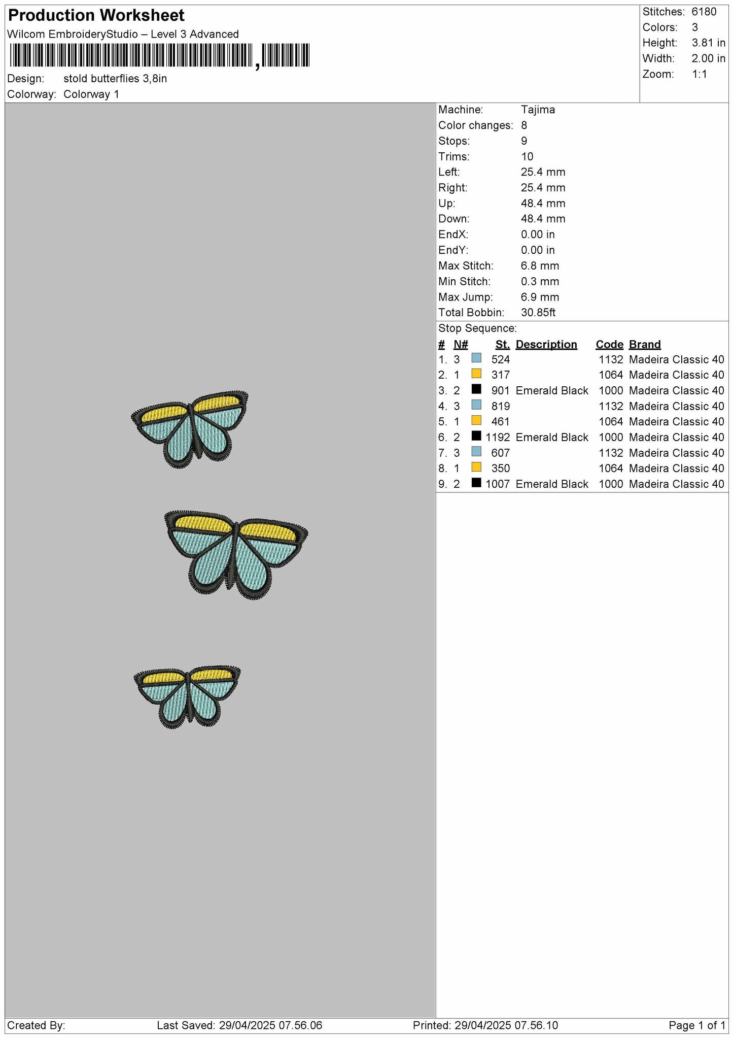 Stold Butterflies Embroidery File