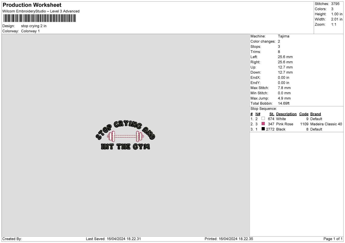 Cryingtext Embroidery File 6 sizes