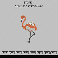 Stork Embroidery File 5 sizes