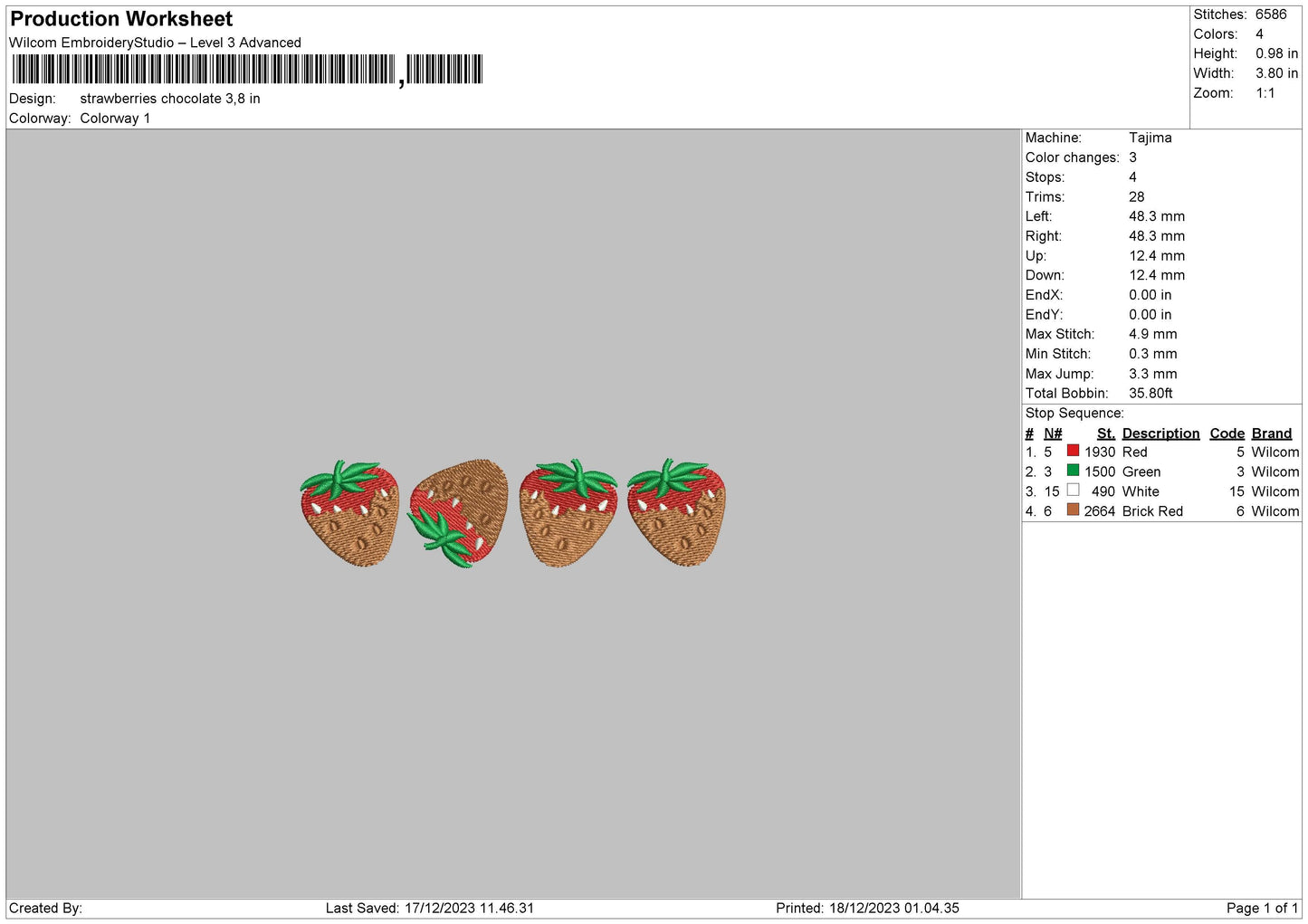 Strawberry Choco Embroidery File 6 sizes