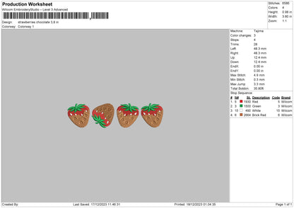 Strawberry Choco Embroidery File 6 sizes
