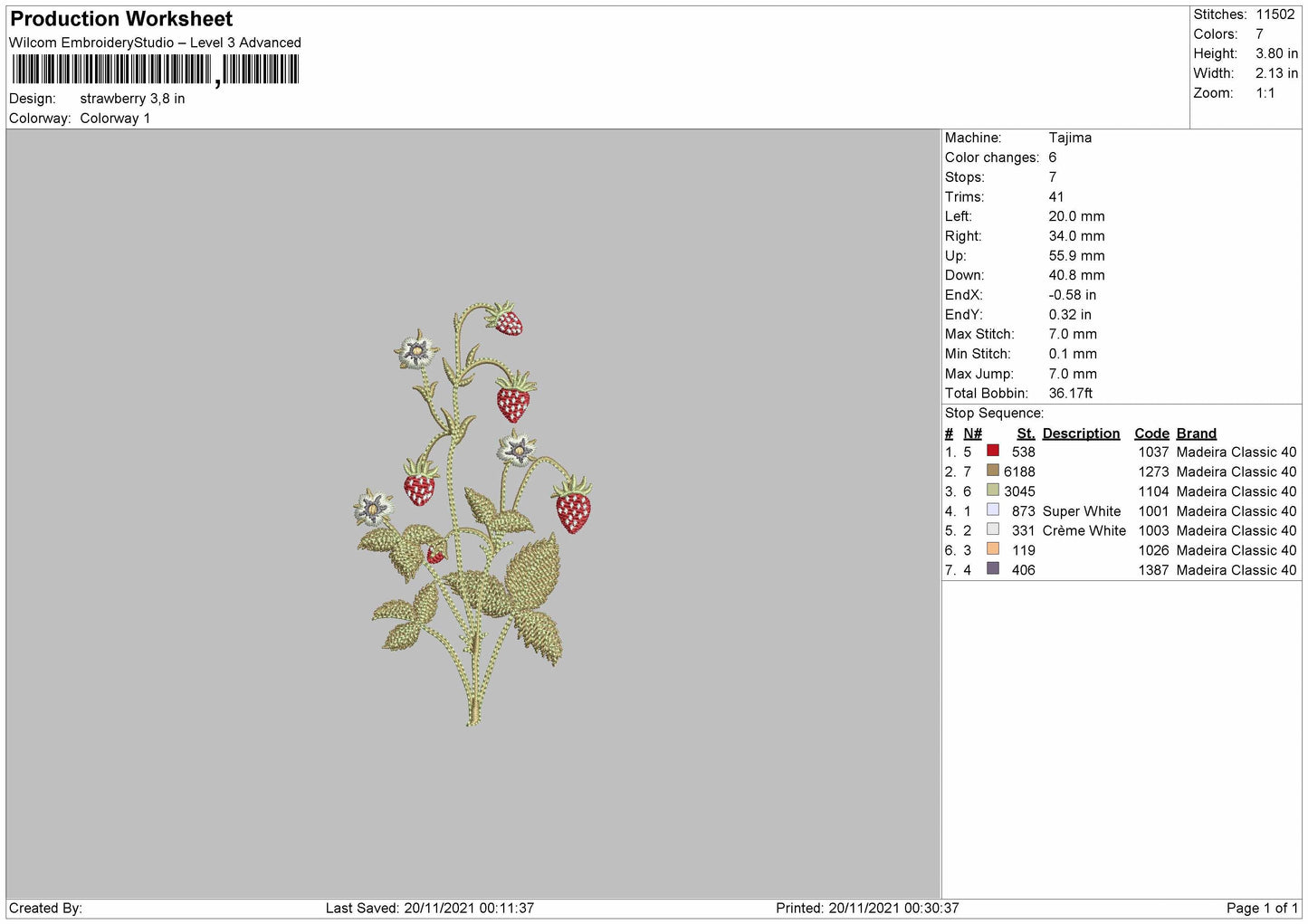 Strawberry Embroidery File 4 size