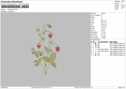 Strawberry Embroidery File 4 size
