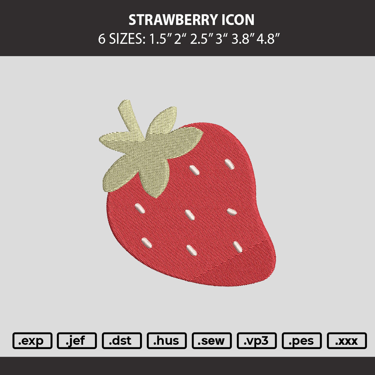 Strawberry Icon Embroidery Machine Design File 6 sizes
