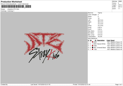 Atetext Embroidery File 6 sizes