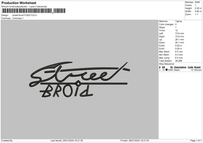 Street Text Embroidery File 6 sizes