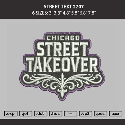 Street Text Embroidery Machine Design File 6 sizes