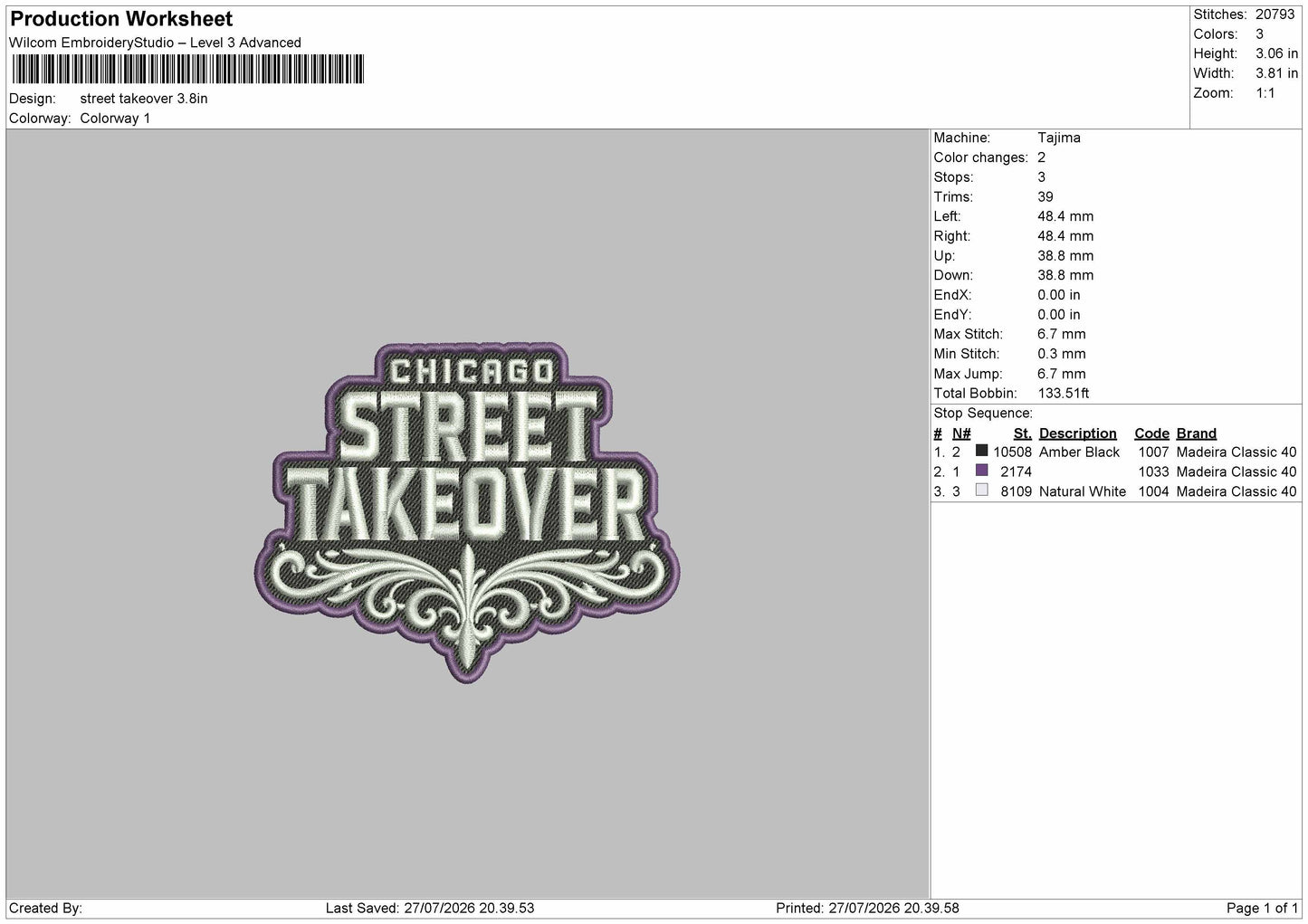 Street Text Embroidery Machine Design File 6 sizes