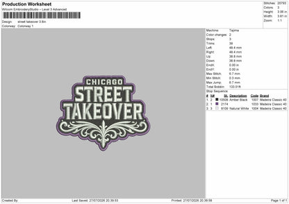 Street Text Embroidery Machine Design File 6 sizes