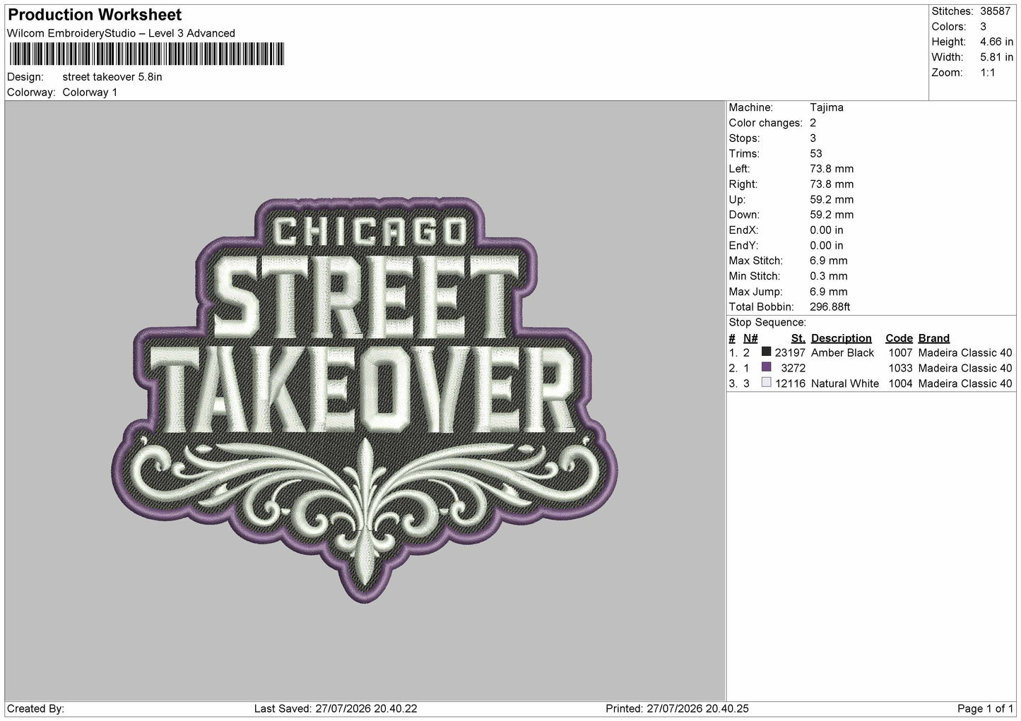Street Text Embroidery Machine Design File 6 sizes