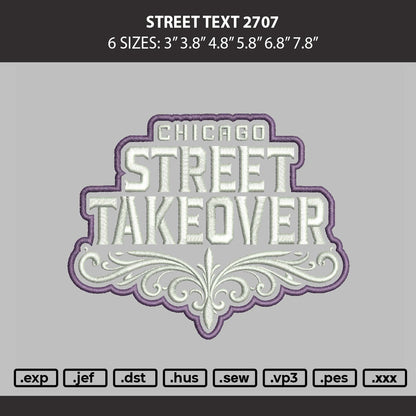 Street Text Embroidery Machine Design File 6 sizes