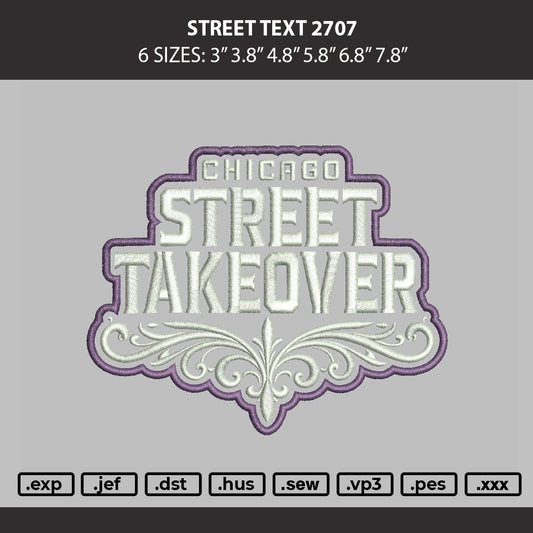 Street Text Embroidery Machine Design File 6 sizes