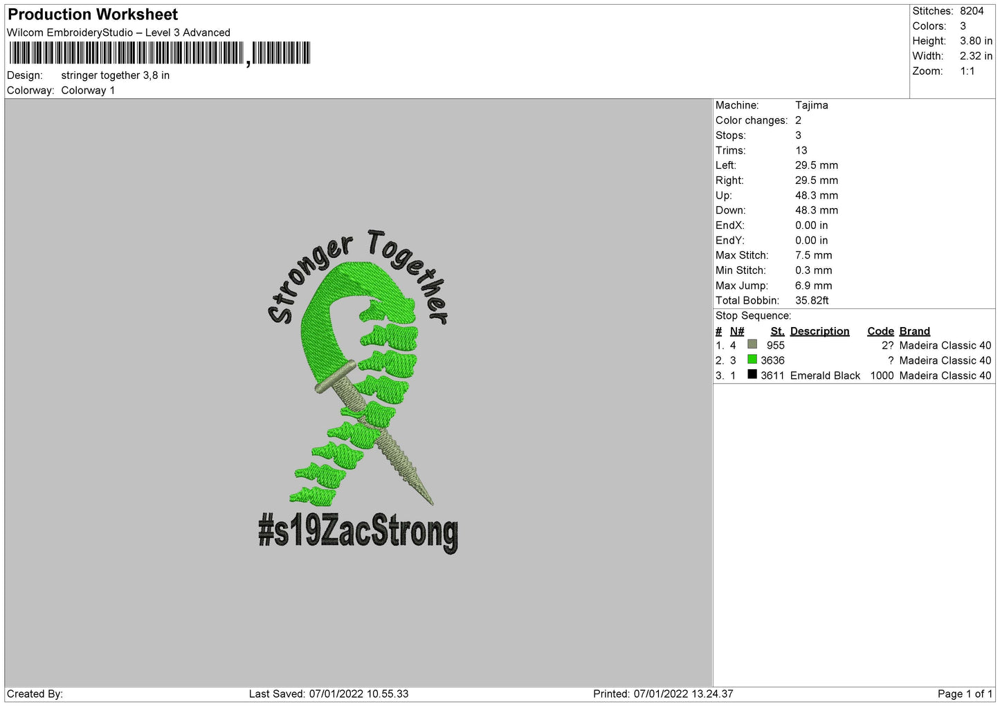 Stronger Together Embroidery File 4 size