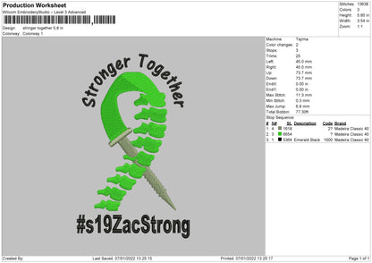 Stronger Together Embroidery File 4 size