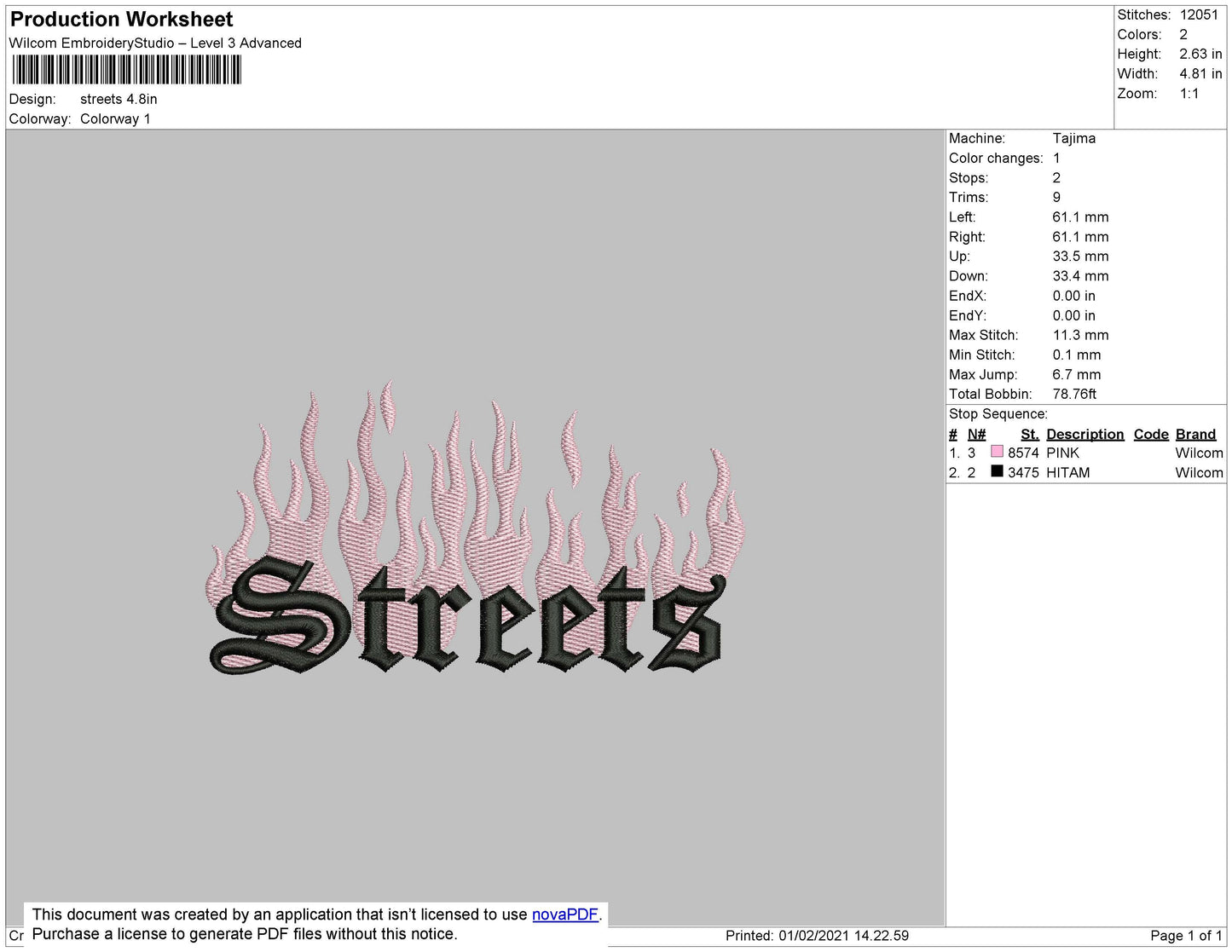 Streets Text Embroidery File 4 size