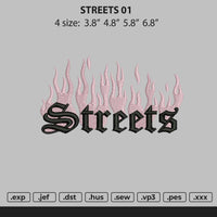 Streets Text Embroidery File 4 size