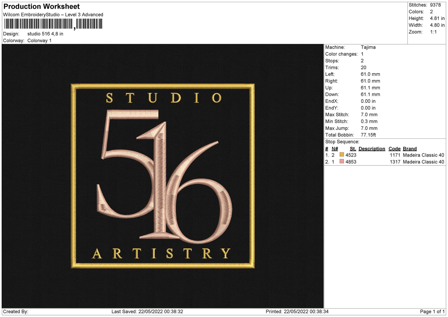 Studio 516 Embroidery File 4 size
