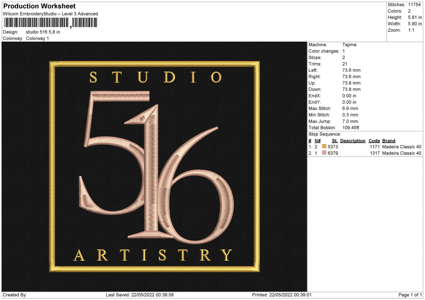 Studio 516 Embroidery File 4 size