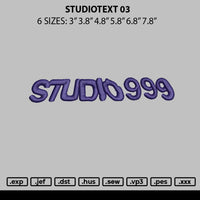 Studiotext 03 Embroidery File 6 sizes