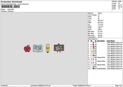 Book Icons Embroidery File 6 sizes
