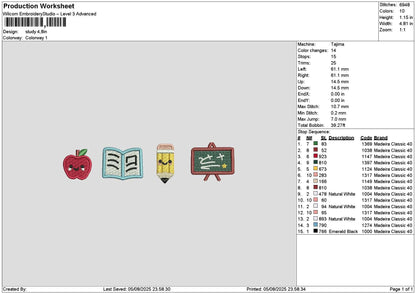 Book Icons Embroidery File 6 sizes