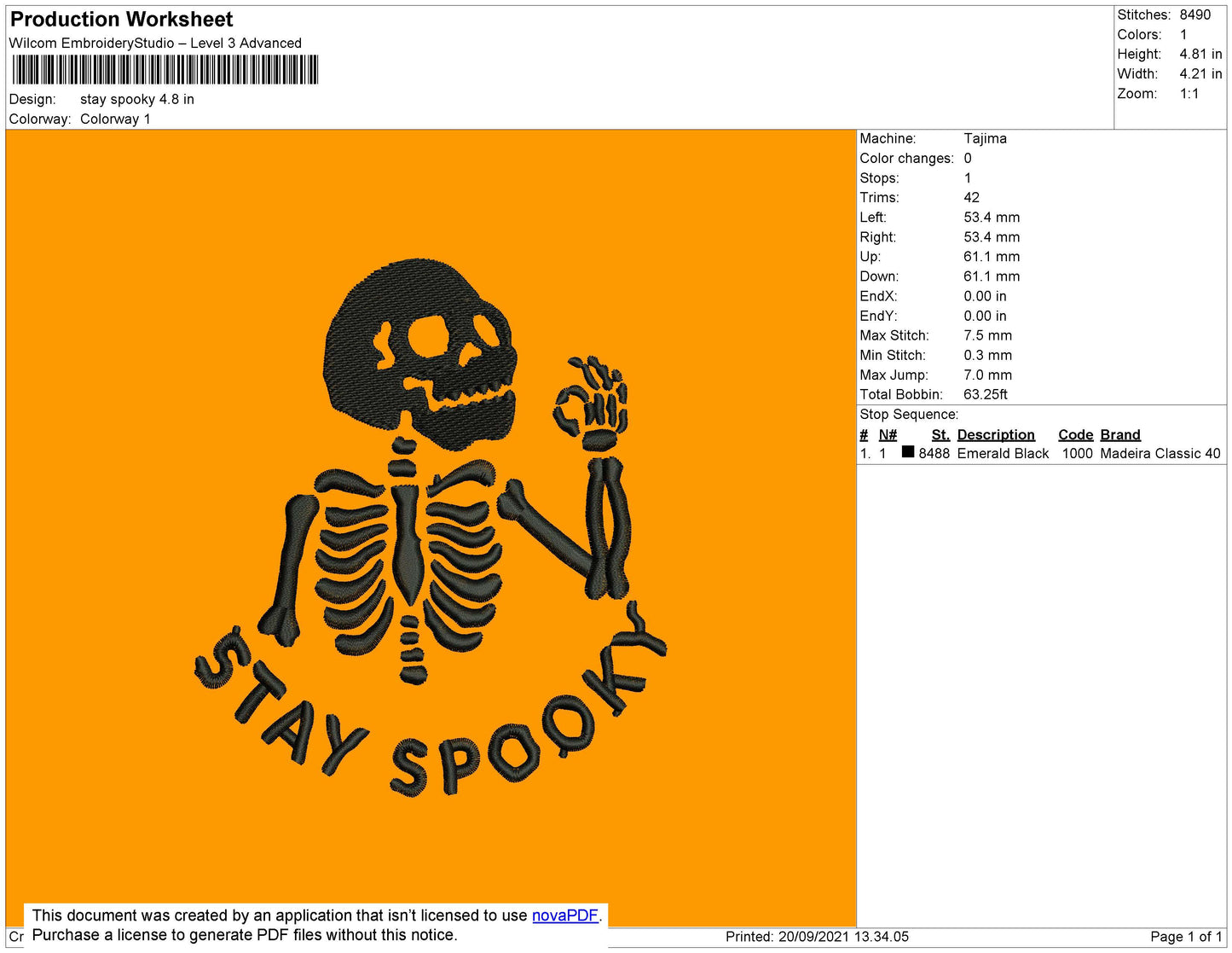 Stay Spooky Embroidery File 4 size