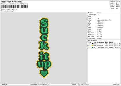 Suck Text 1210 Embroidery Machine Design File 6 sizes