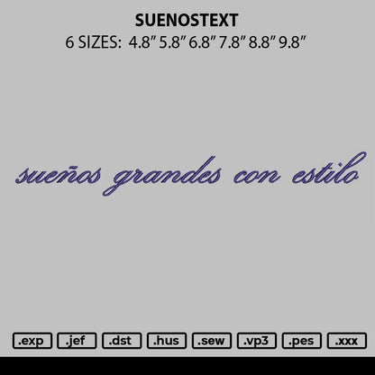 Suenostext Embroidery File 6 sizes