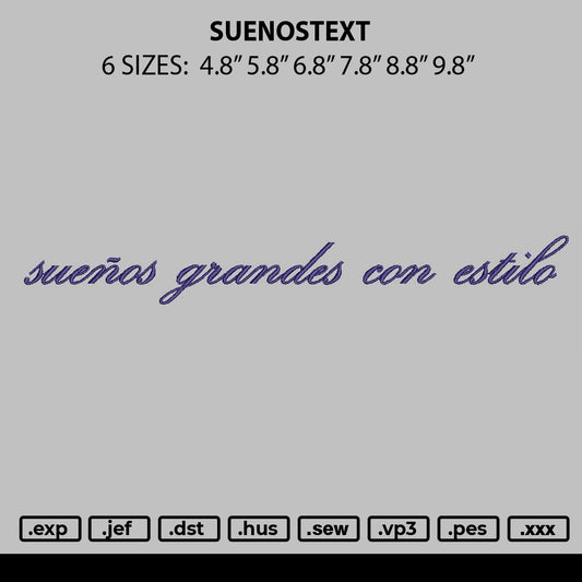 Suenostext Embroidery File 6 sizes