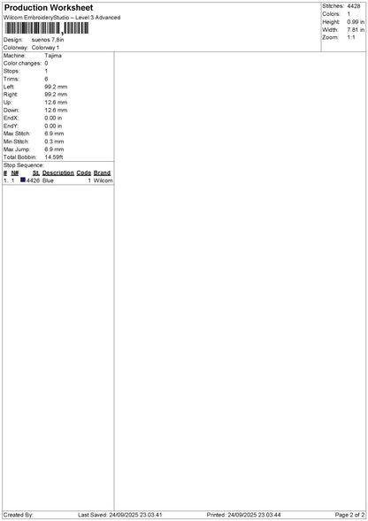 Suenostext Embroidery File 6 sizes