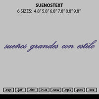 Suenostext Embroidery File 6 sizes