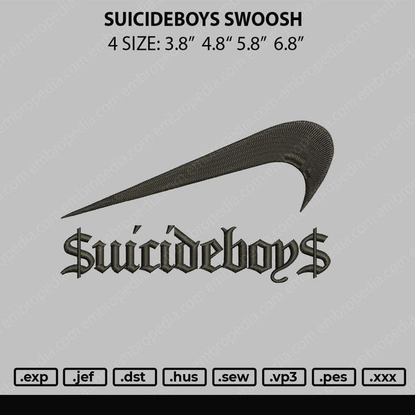 Suicideboys Swoosh Embroidery File 4 size
