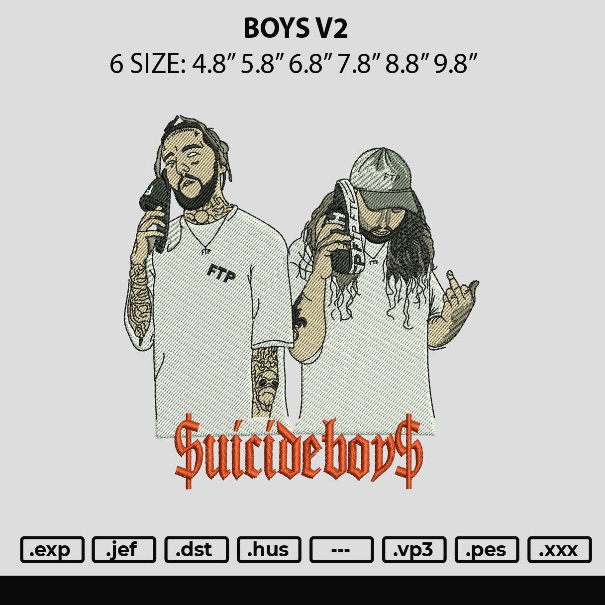 Suicide Boys v2 Embroidery Machine Design File