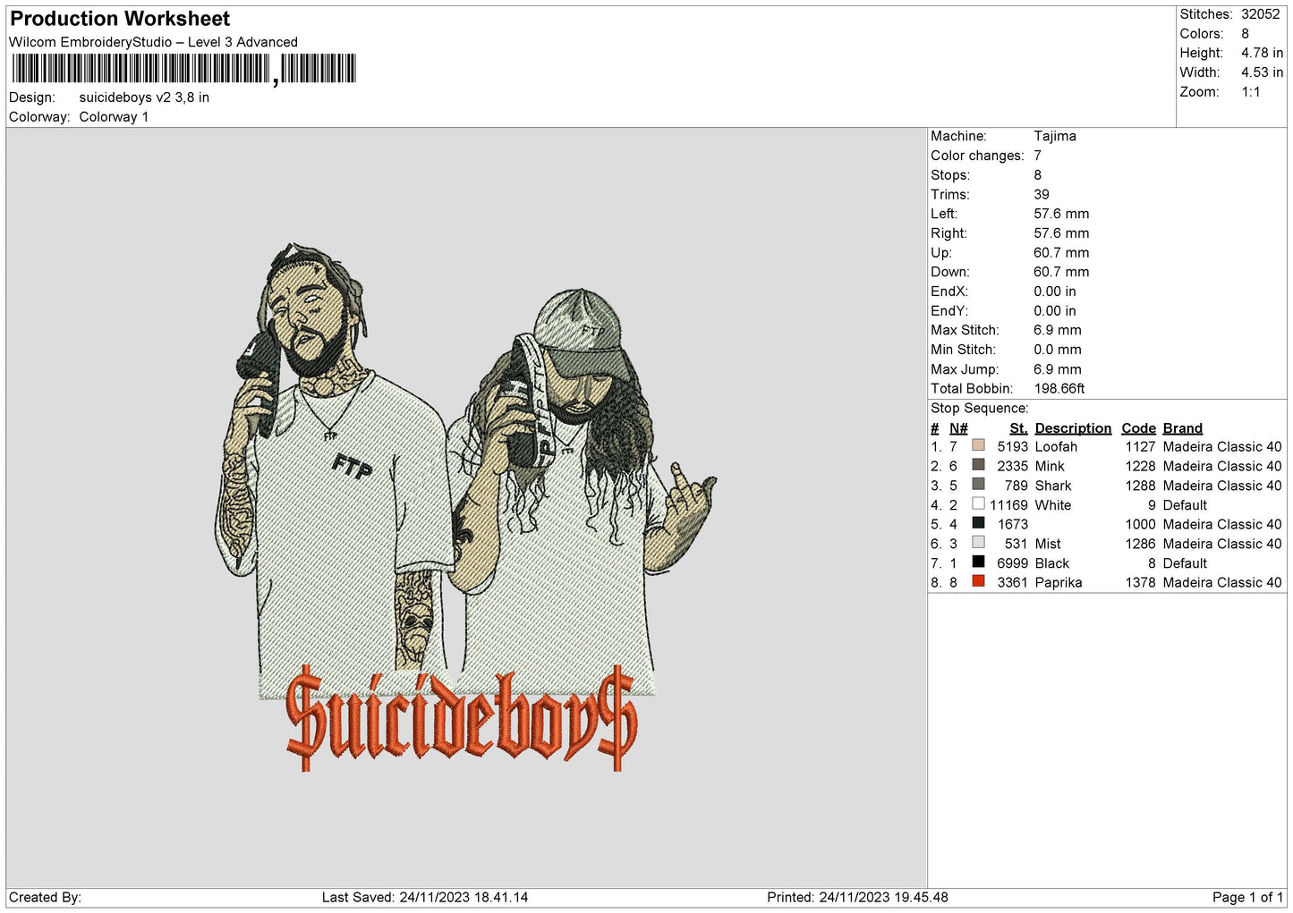 Suicide Boys v2 Embroidery Machine Design File