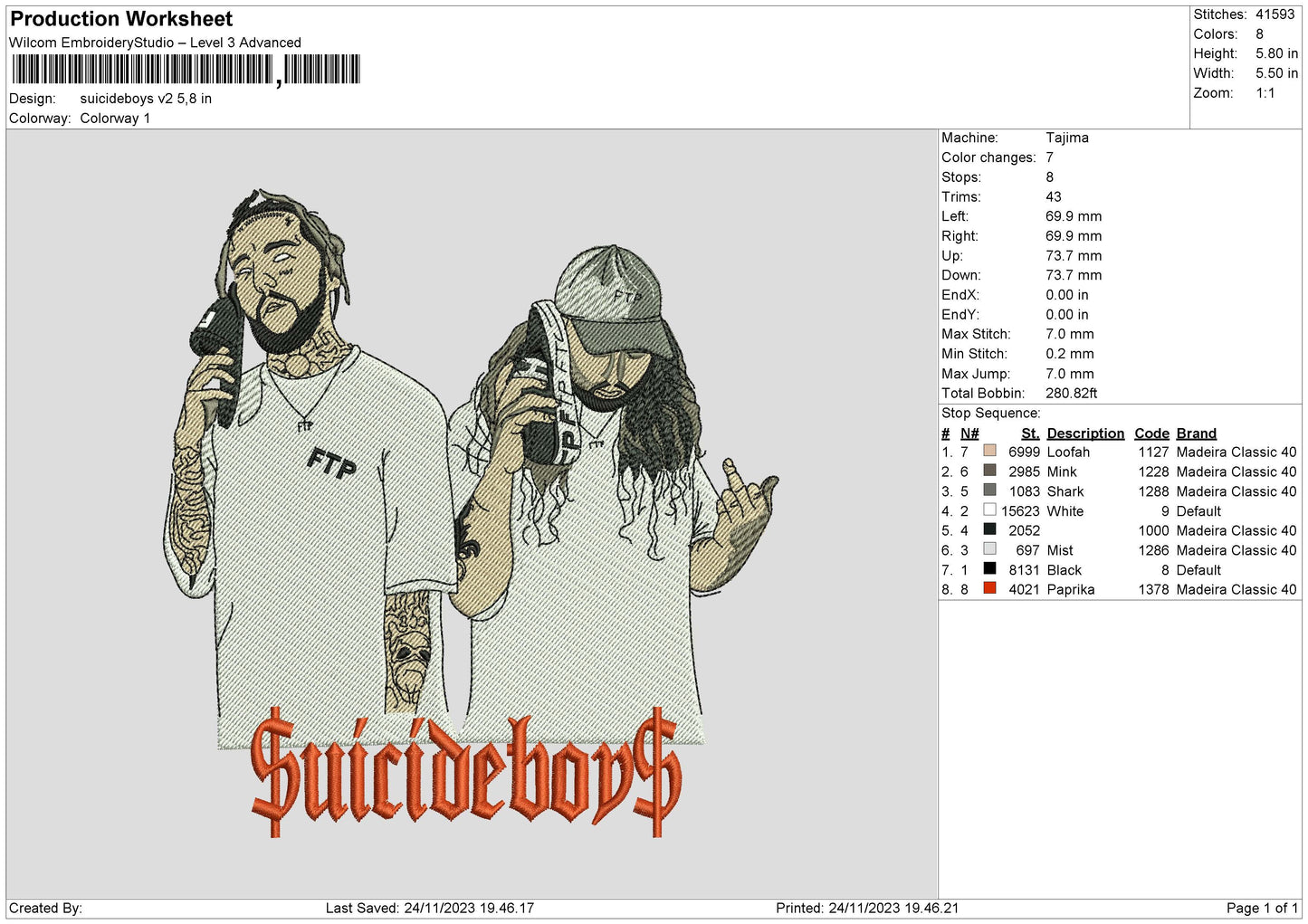 Suicide Boys v2 Embroidery Machine Design File