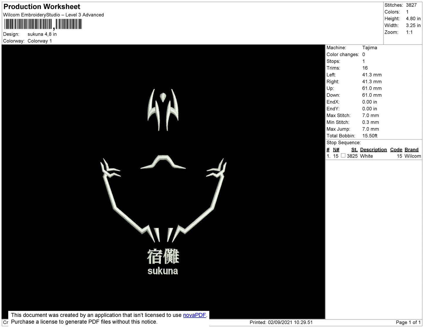 Sukuna Line Embroidery File 4 size
