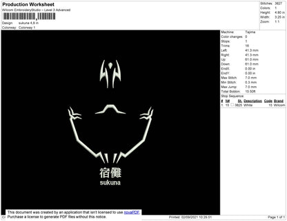 Sukuna Line Embroidery File 4 size