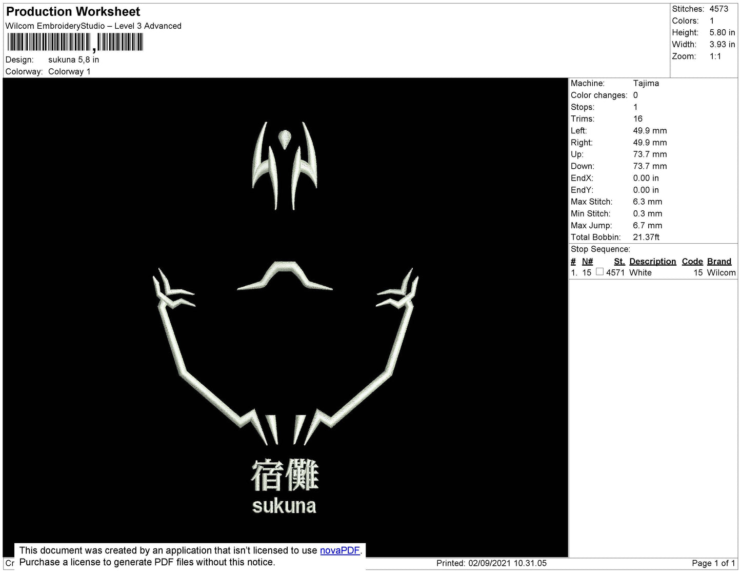 Sukuna Line Embroidery File 4 size