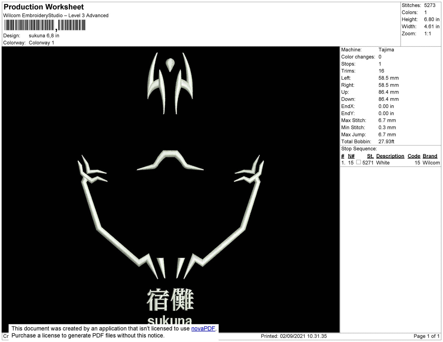 Sukuna Line Embroidery File 4 size