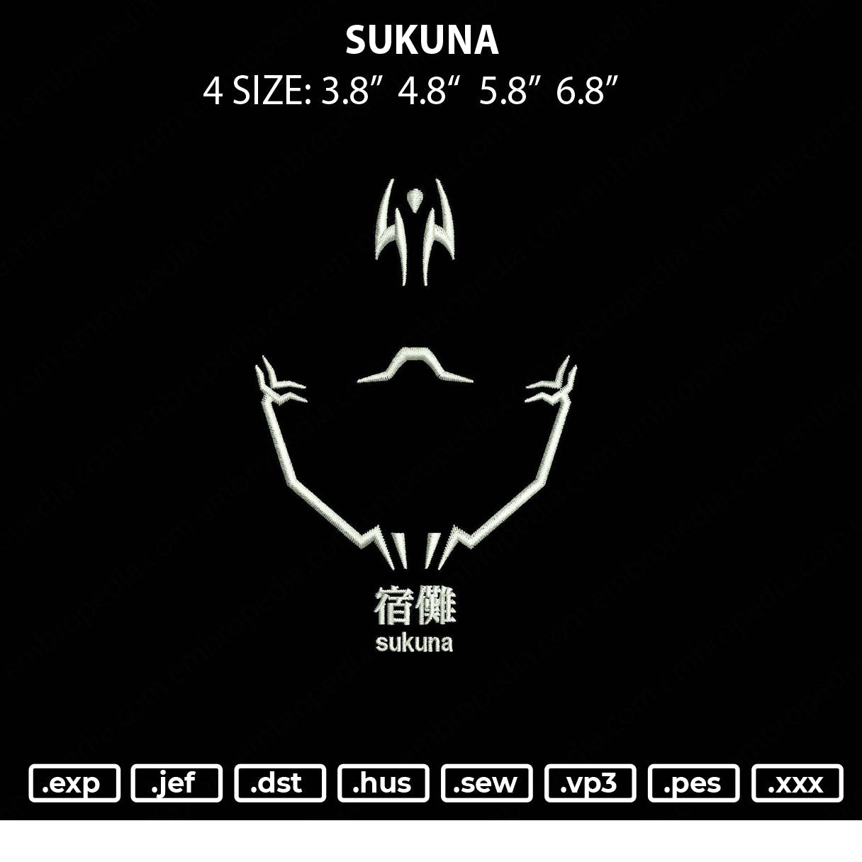 Sukuna Line Embroidery File 4 size