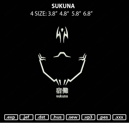 Sukuna Line Embroidery File 4 size