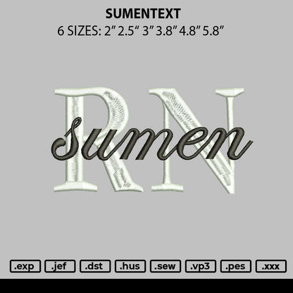 Sumentext Embroidery File 6 sizes