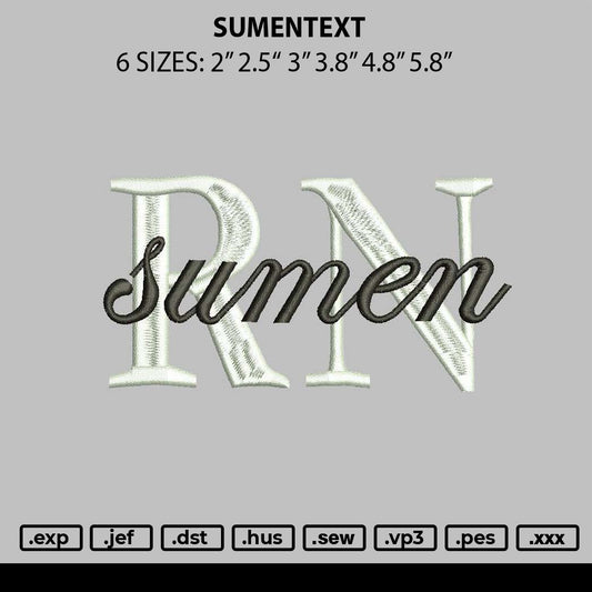 Sumentext Embroidery File 6 sizes
