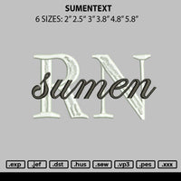 Sumentext Embroidery File 6 sizes