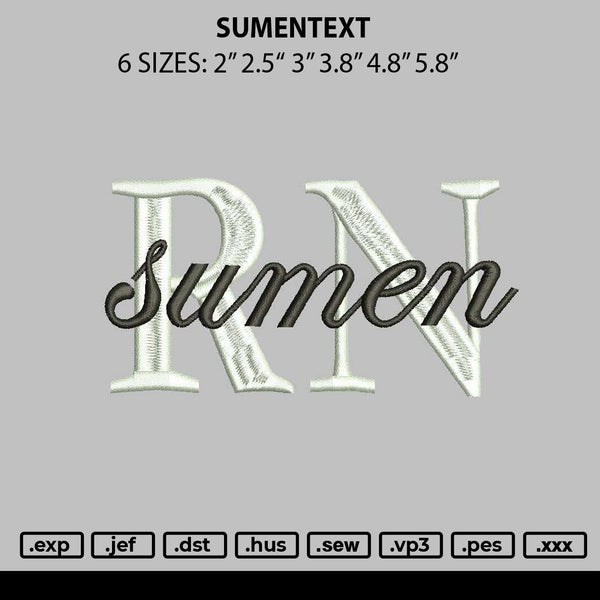 Sumentext Embroidery File 6 sizes