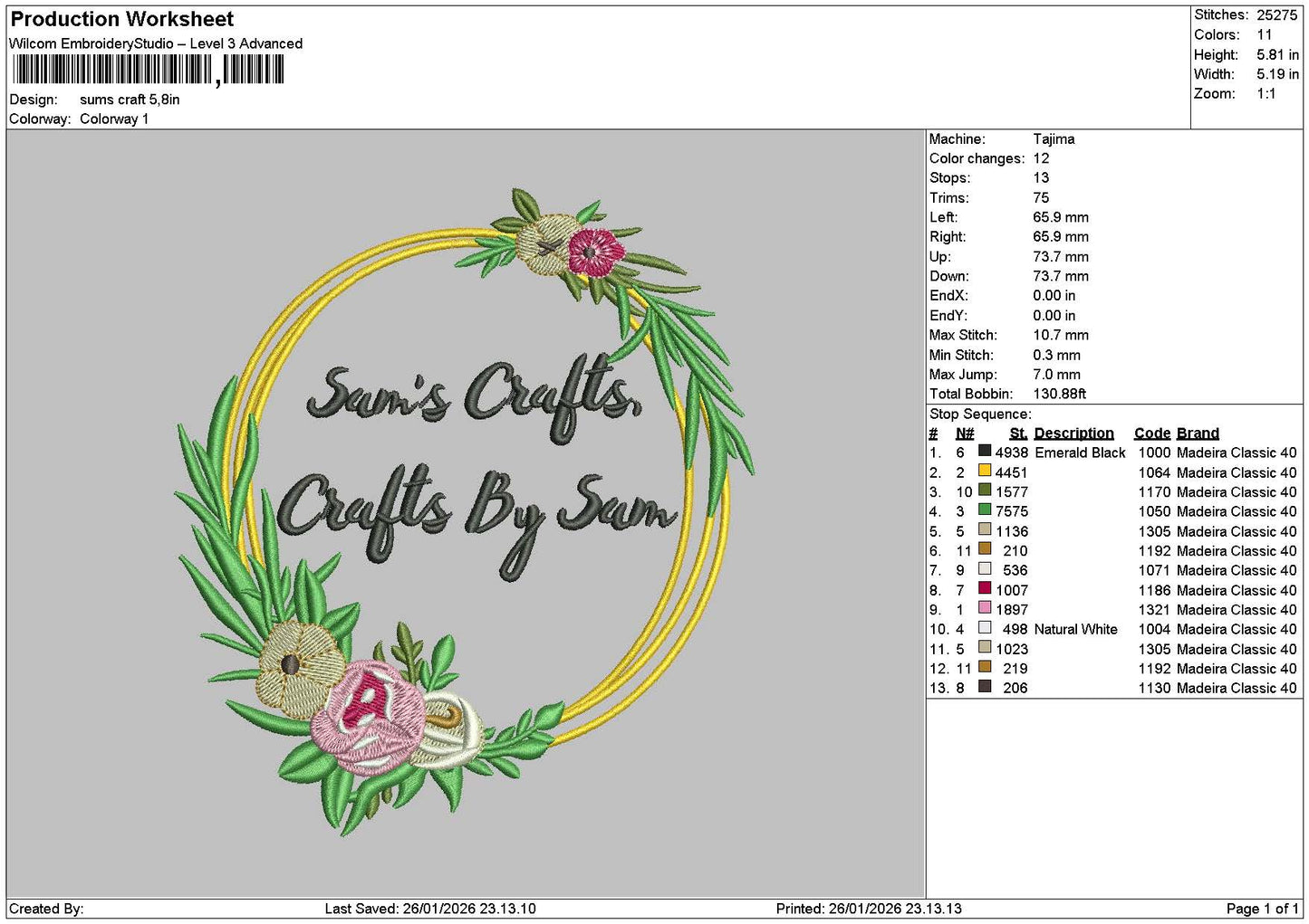 Sumstext Embroidery 2 File 6 sizes