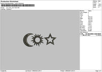 Sun Moon Embroidery File 6 sizes